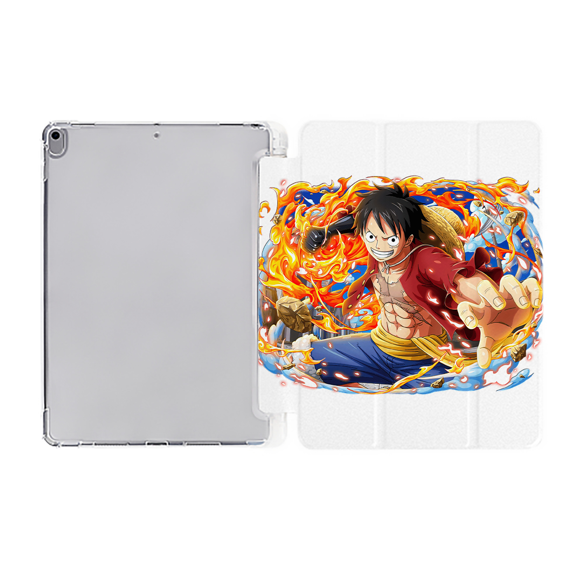 （画像用） ワンピース モンキー・D・ルフィ ONE PIECE Monkey D. Luffy IPad ケース ペン収納付き 三つ折りスタンド PUレザー×シリコン 対応機種9.5/10.5/10.9インチ